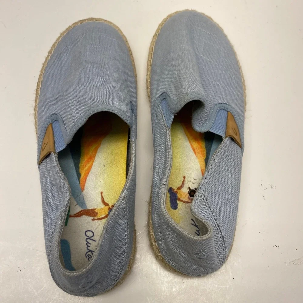 OluKai Kaula Paa Kapa Women's Espadrille Slip On Shoes‎ Light Blue Size W 8